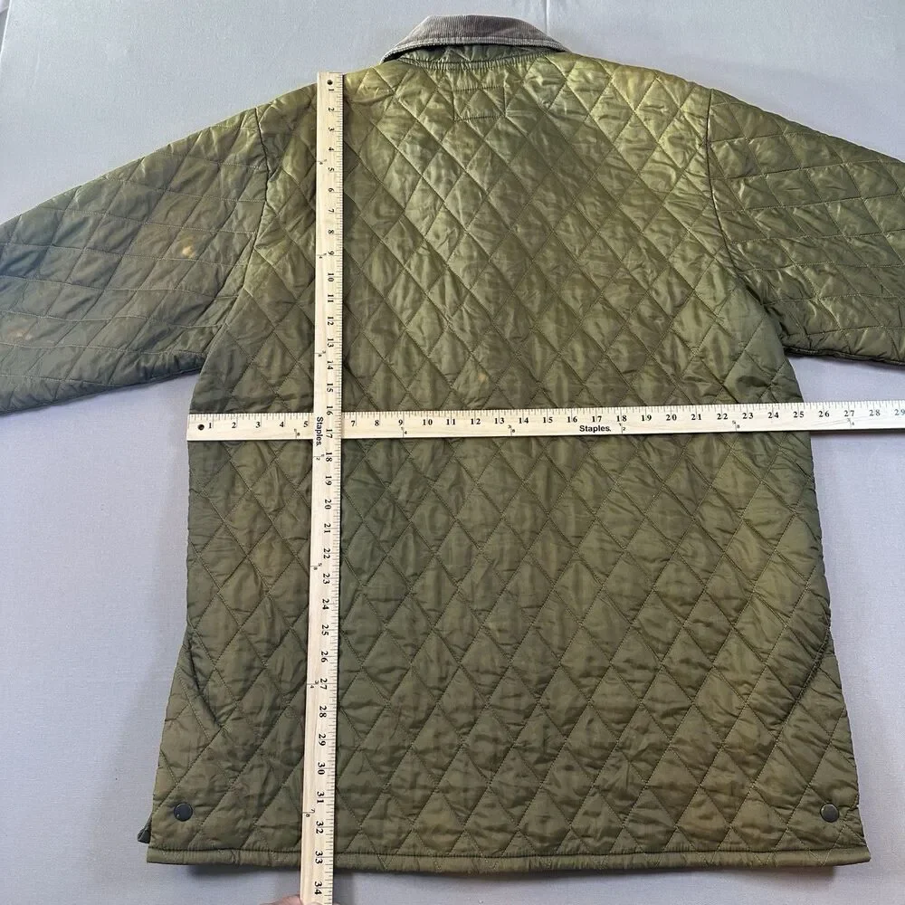 J.Crew Coat Mens Large Green Quilted Oarsman Vintage Corduroy Collar Chore Barn